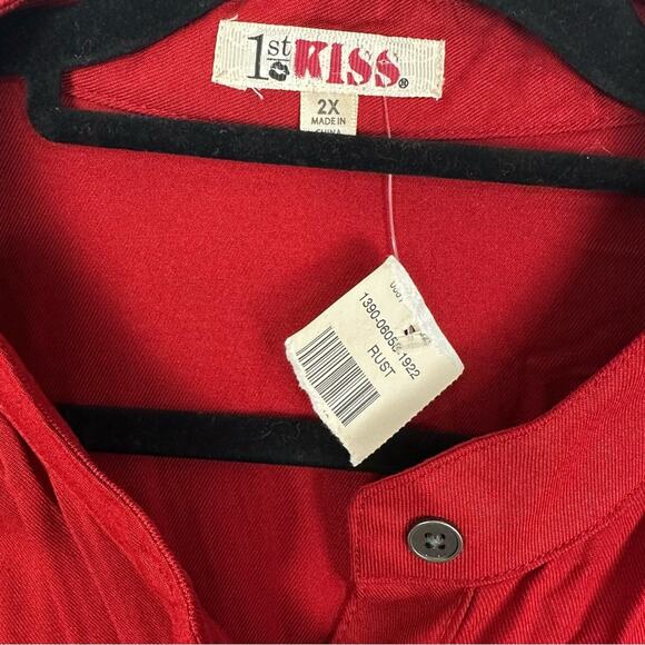 NWT 1st Kiss Sleeveless Red Midi Button Up Shirtdress Size 2X - Picture 2 of 10